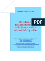 Constant, Benjamin - de La Force Du Gouvernement Actuel PDF