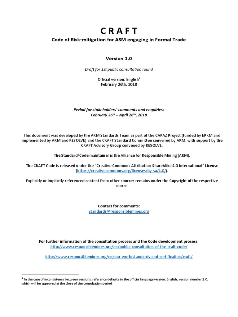 2018 02 26 CRAFT - v1 Draft For Public Consultation | PDF | Scope ...