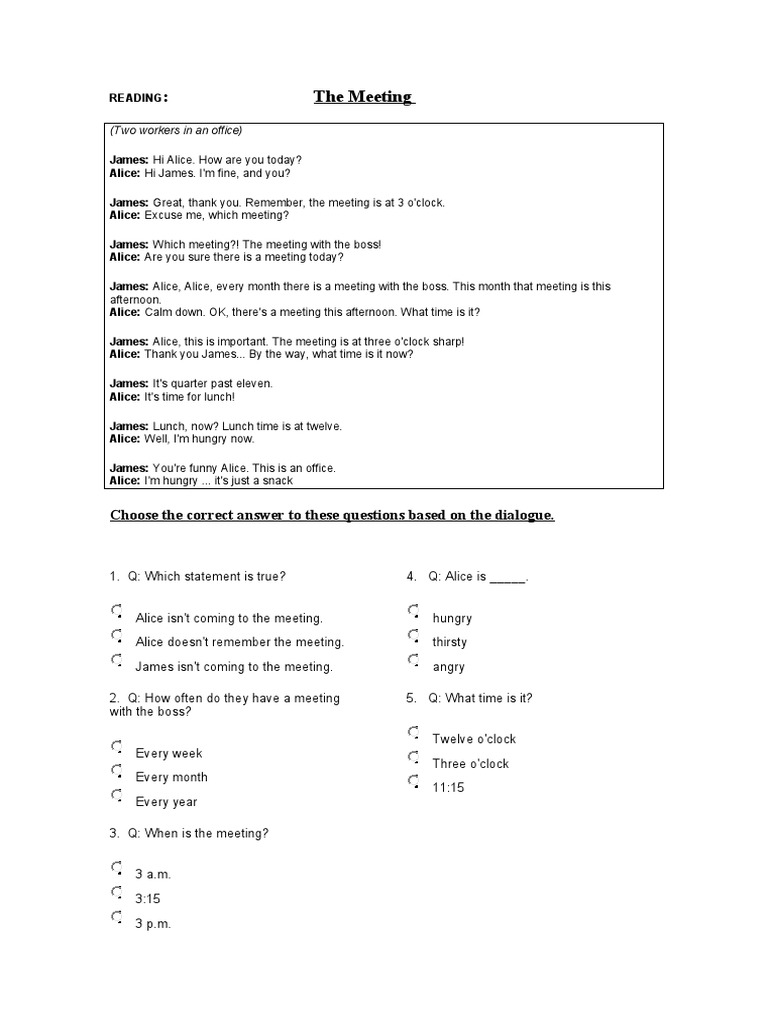 Office Meeting Reminder Dialogue | PDF