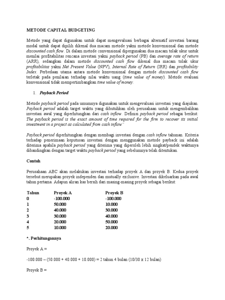 Contoh Soal Jawab Capital Budgeting Download File Guru