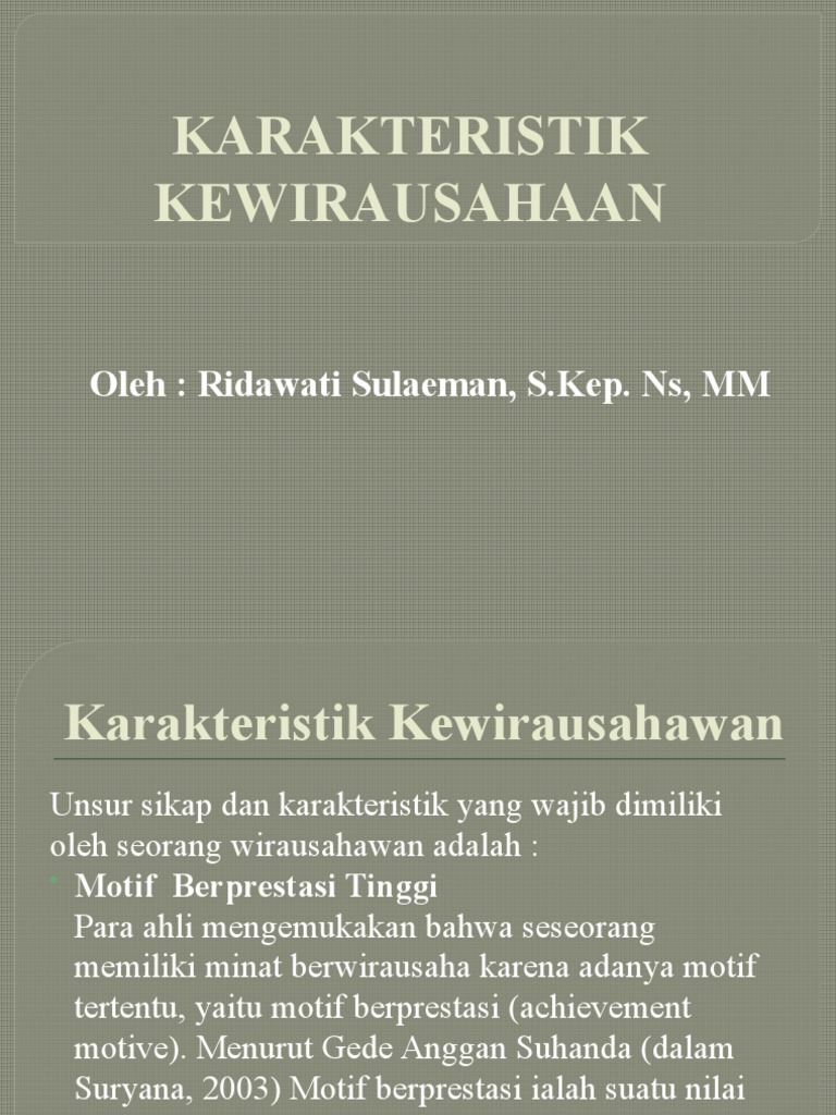 Karakteristik Kewirausahaan | PDF