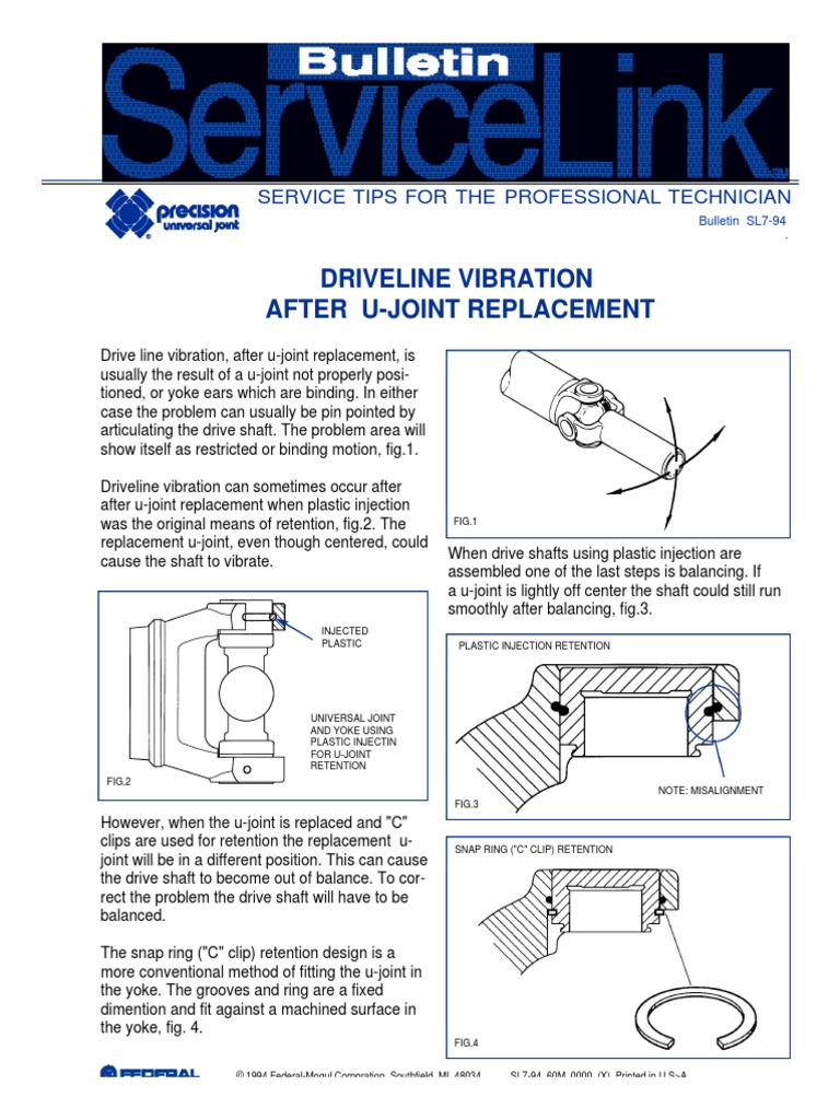 Driveline Vibration After UJoint Replacement Service Tips For The Professional Technician