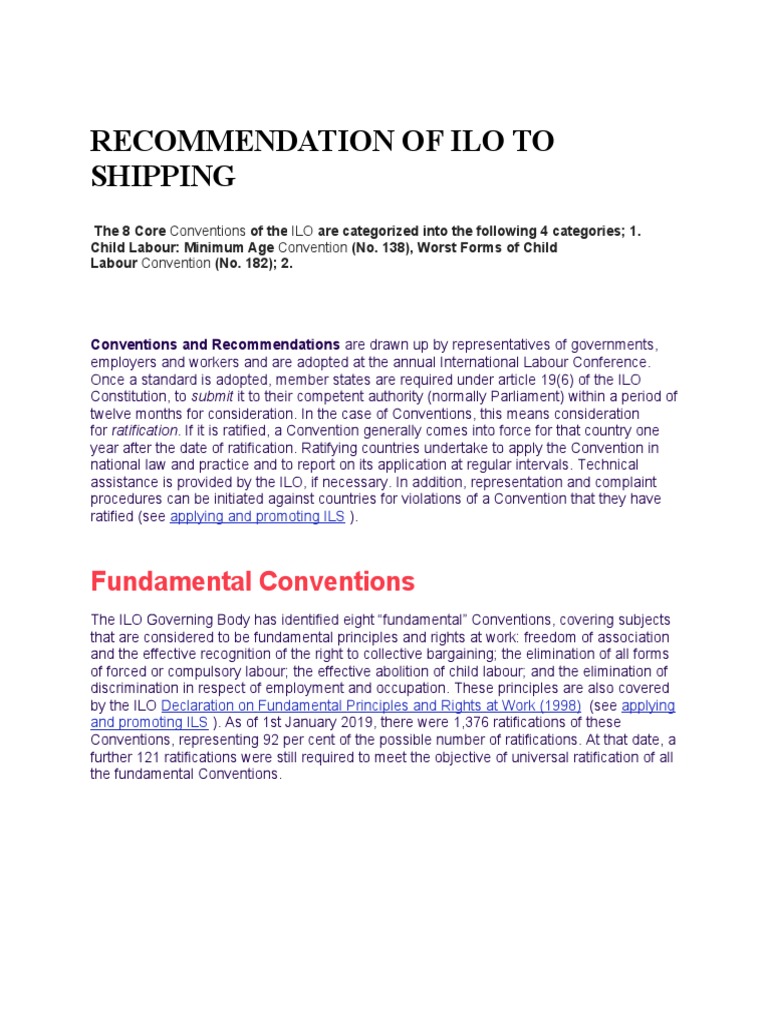 Recommendation of Ilo Convention | PDF