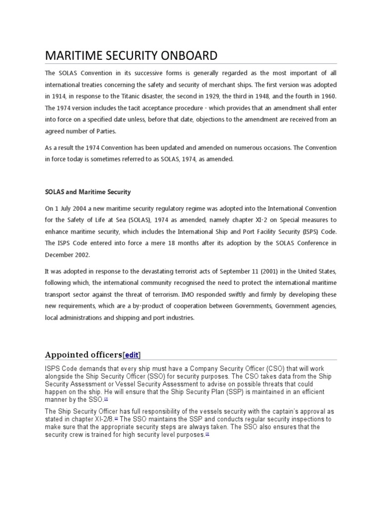 Isps Code and Its Maritime Security | PDF | Shipping | Safety