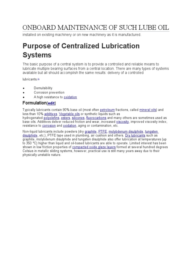 Lube Oil Maintenance Onboard PDF
