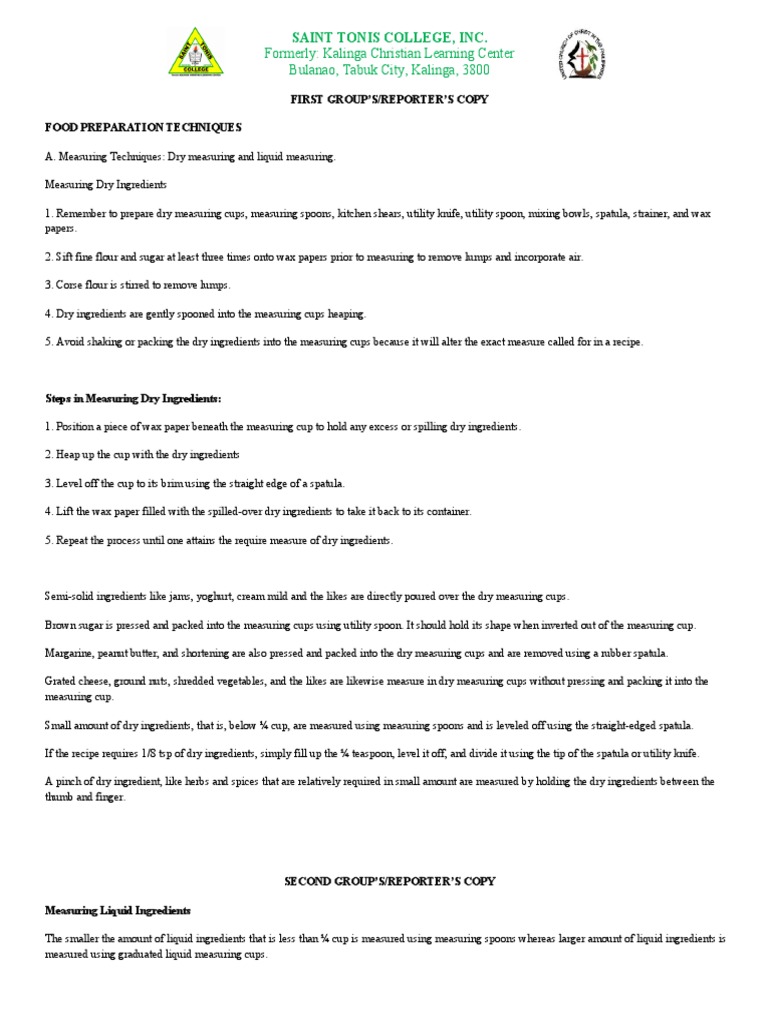 Lesson 5 FOOD PREPARATION TECHNIQUES PDF Spoon Butter