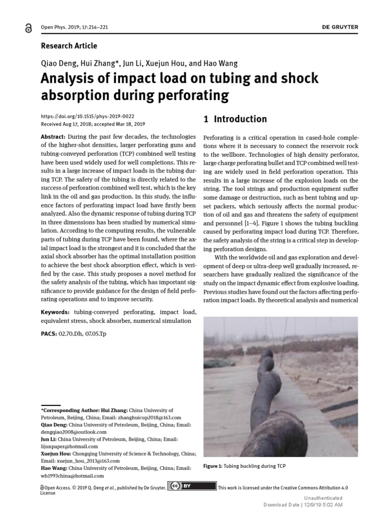 (Open Physics) Analysis of Impact Load On Tubing and Shock Absorption