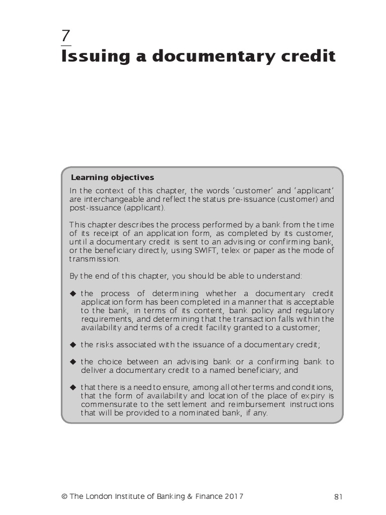 Issuing Documentary Credits Explained | PDF | Letter Of Credit ...