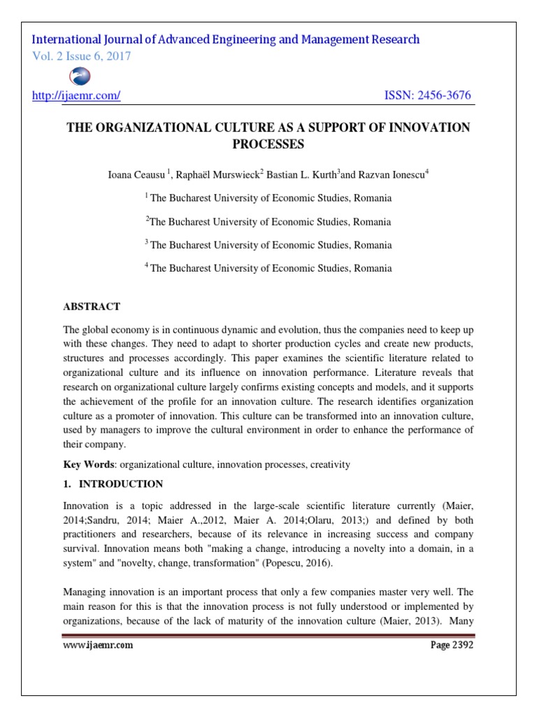 Organizational Culture and Innovation | PDF | Innovation ...