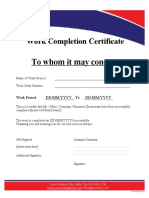 Work Completion Certificate