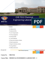 CHE F312 Chemical Engineering Laboratory-I: BITS Pilani