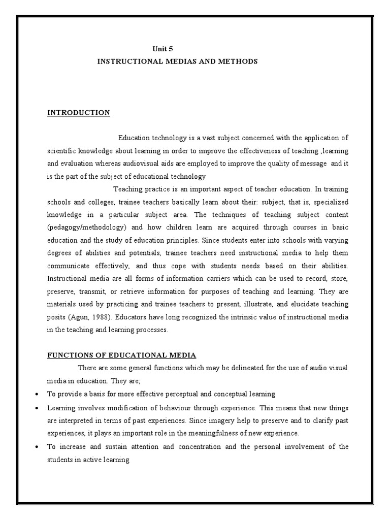 Instructional Media Unit 5 Education Theory PDF Puppetry