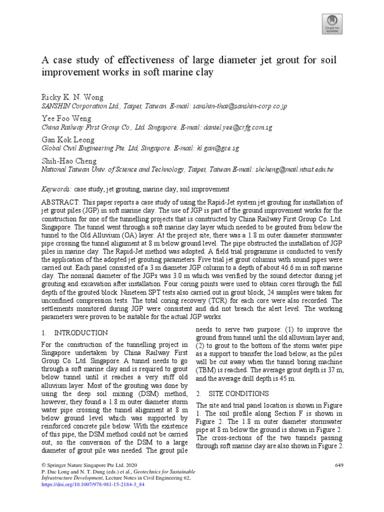 A Case Study of Effectiveness of Large Diameter Jet Grout For Soil ...