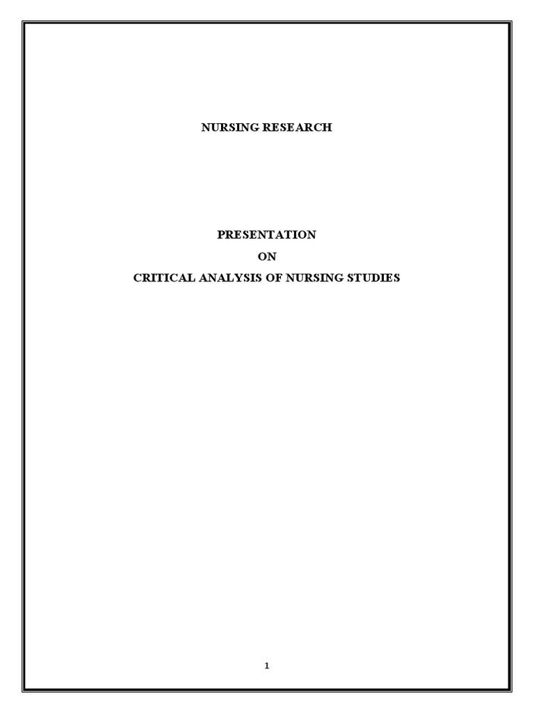 Critical Analysis of Nursing Research | PDF | Hypothesis | Evidence ...