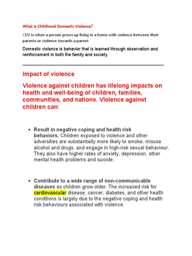 Understanding Childhood Domestic Violence | PDF | Violence | Domestic ...