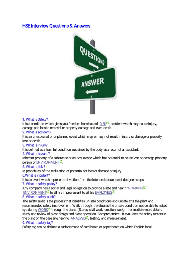 HSE Interview Questions & Answers Guide | PDF | Nature