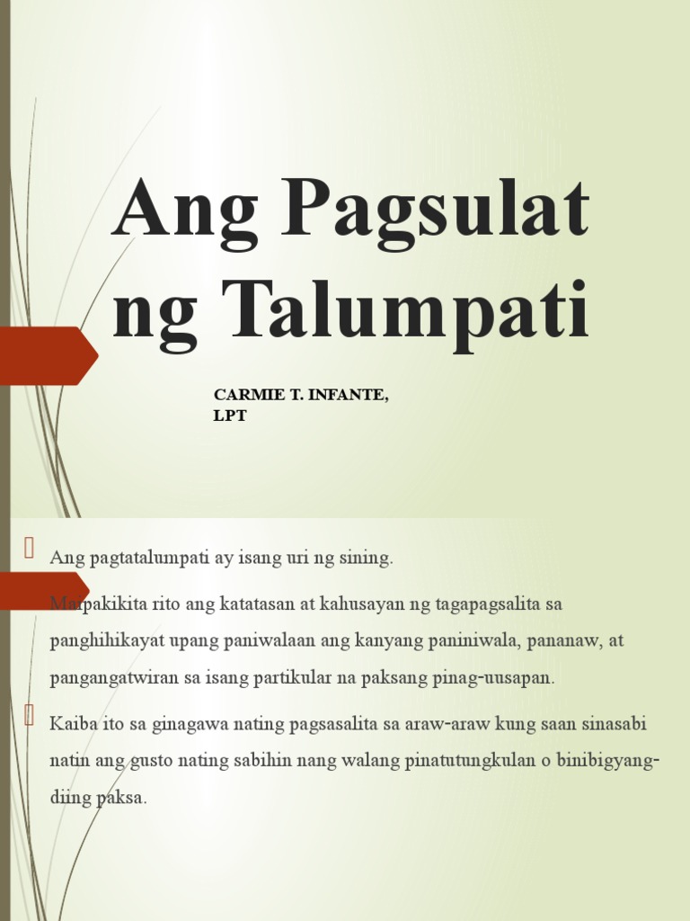 Ang Pagsulat Ng Talumpati