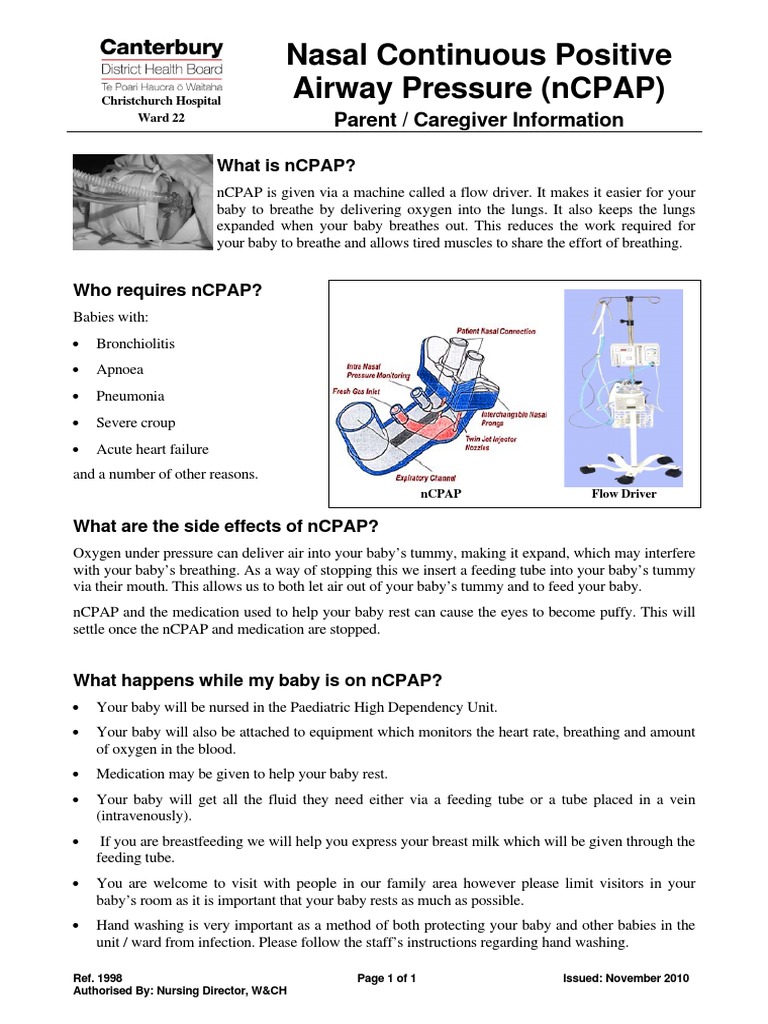 nCPAP - Nasal Continuous Positive Airway Pressure PDF | PDF