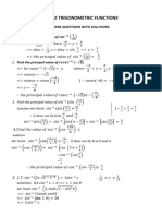Inverse Trigonometric Functions: 1 Mark Questions With Solutions 1. Find The Principal Value of
