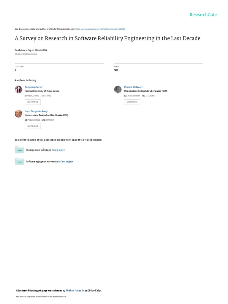 A Survey On Research in Software Reliability Engineering in The Last ...