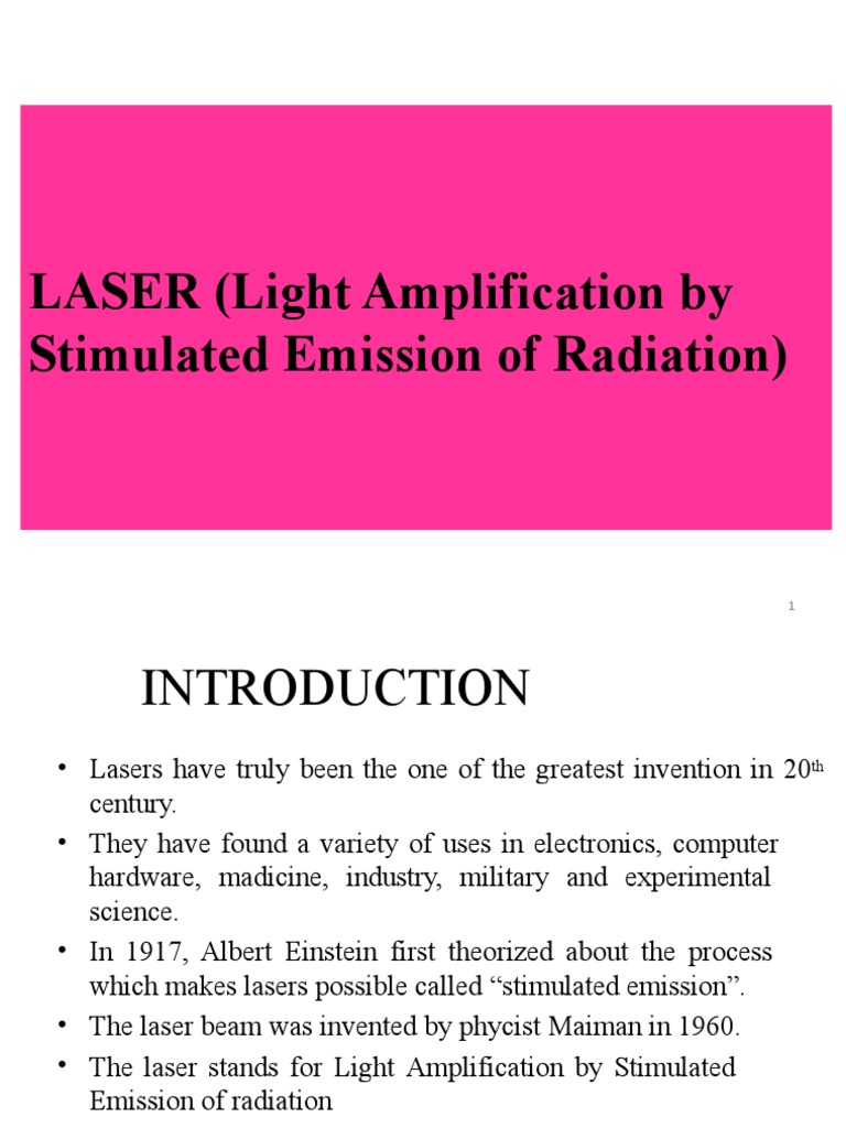 LASER (Light Amplification by Stimulated Emission of Radiation) PDF