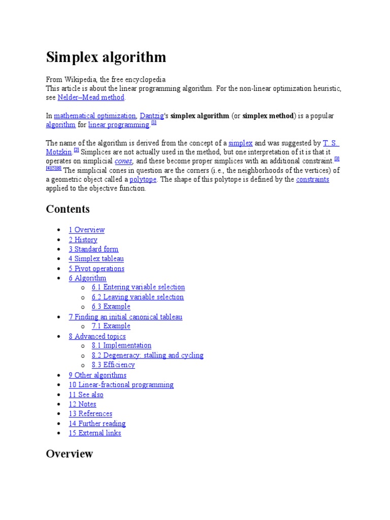 Simplex LP algorithm | PDF | Linear Programming | Mathematics Of Computing
