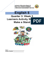 Quarter 3: Week 3 Learners Activity Sheets Make A Stand: English 5