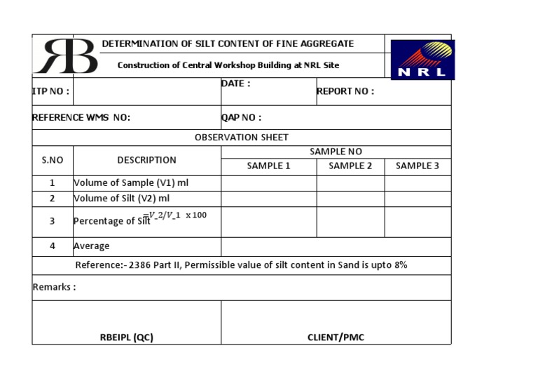 Silt Content Test for Fine Aggregate | PDF