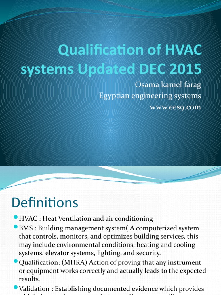 Qualification of Hvac Systems PDF Tools Equipment