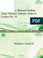 Subject Name: Business Strategy Topic Name(s) : Industry Analysis Lecture No: 16
