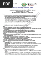 Part B & Part C Questions - Unit Wise: At8402 Automotive Chassis