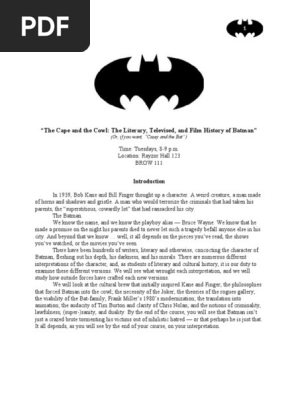 Batman Syllabus for 2010 Rice University Course
