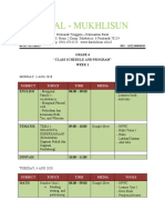 Sdi Al - Mukhlisun: Grade 4 "Class Schedule and Program" Week 1
