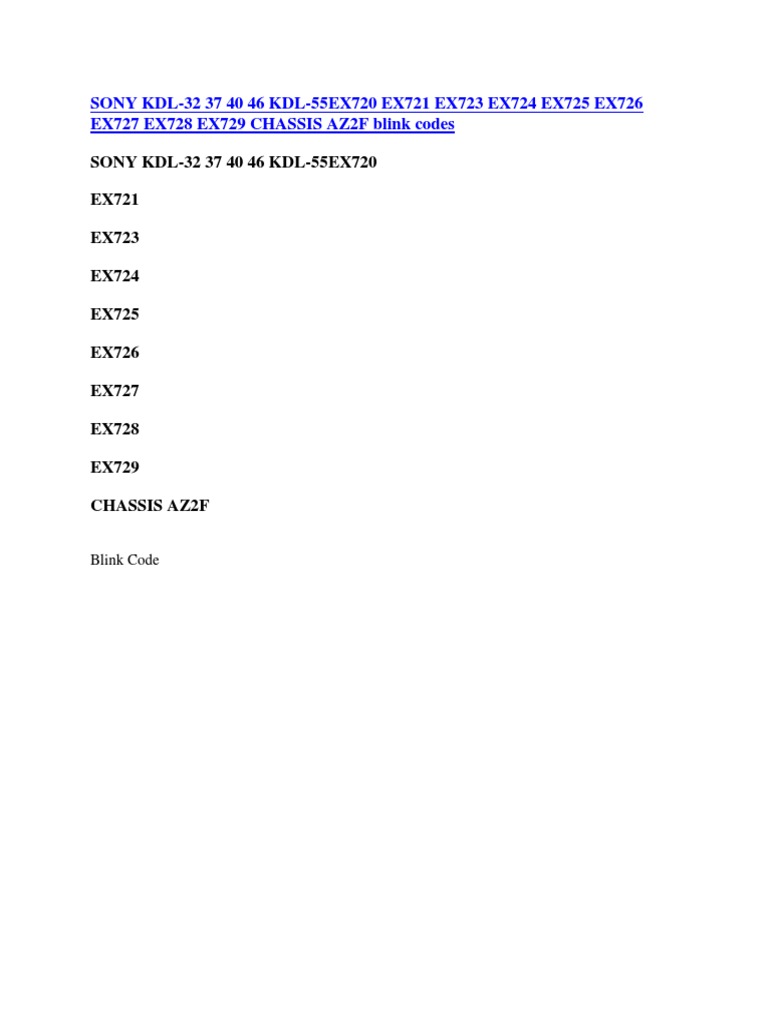 Sony TV Blink Codes Guide | PDF