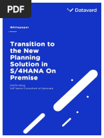 Transition To The New Planning Solution in S/4Hana On Premise