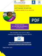 One Day Virtual Programme Through Zoom: Department of Management Studies