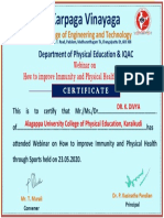 Karpaga Vinayaga College Webinar Certificate Physical Health Sports