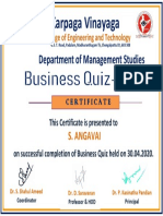 KVCET Management Dept Business Quiz Certificate 30.04.2020