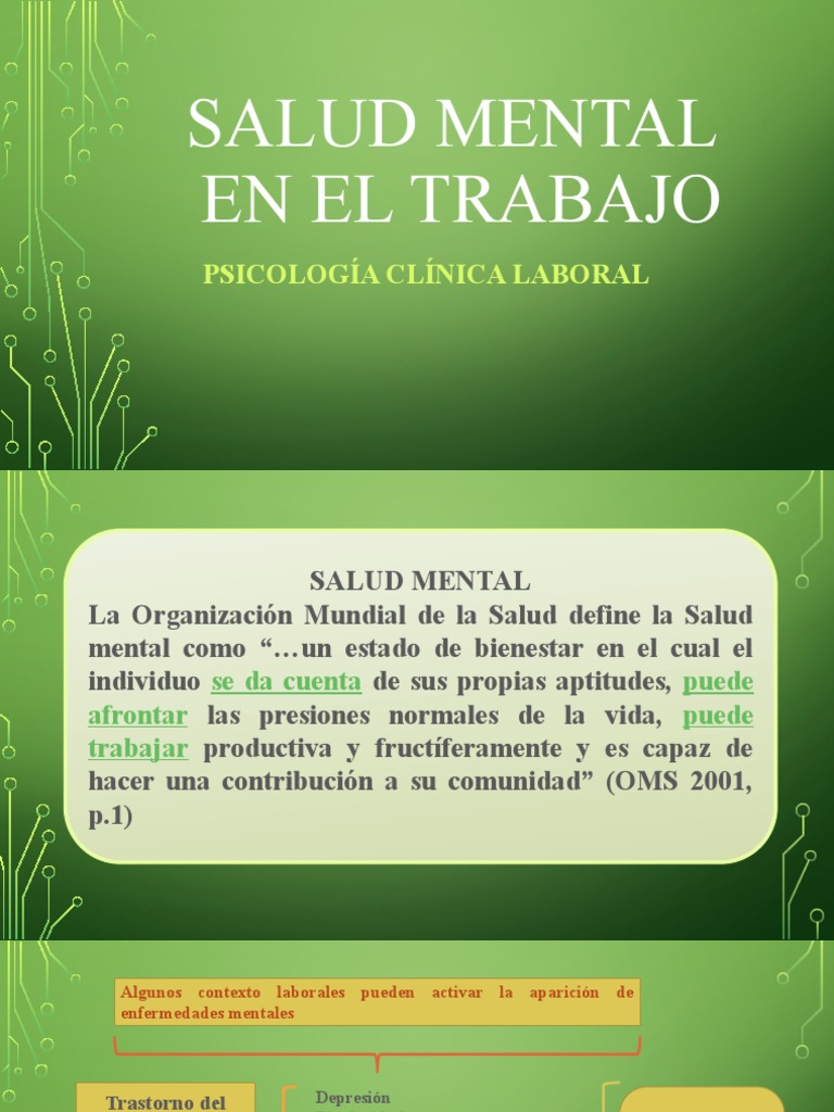 Salud Mental en El Trabajo | PDF | Salud mental | Trastorno mental