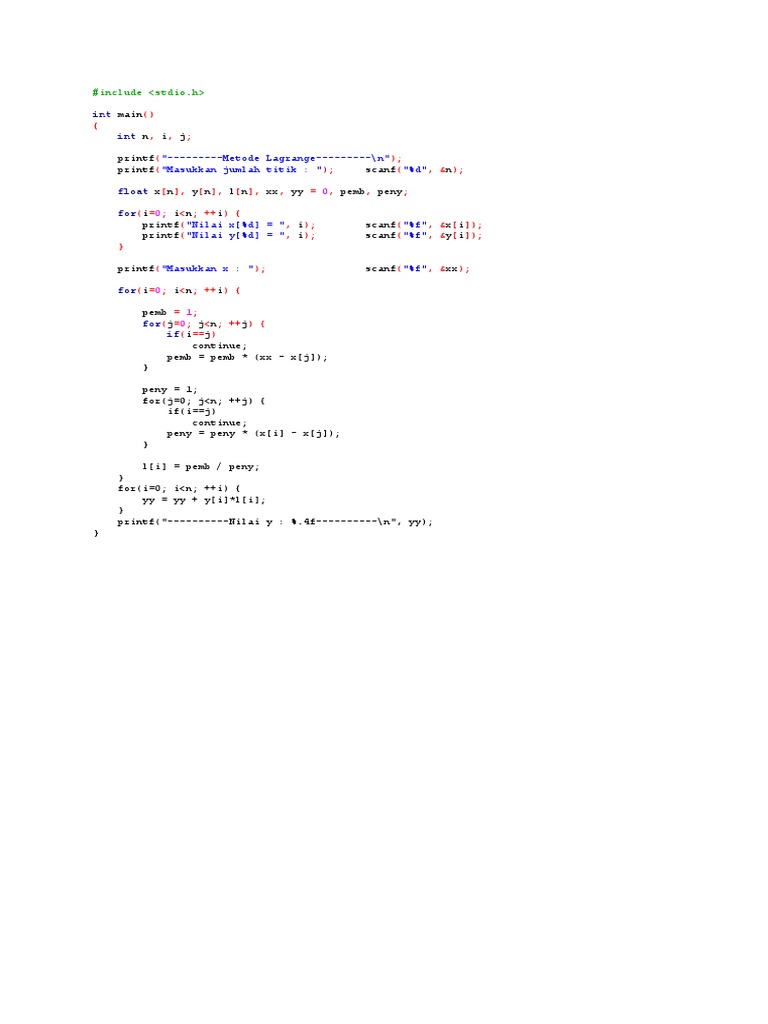 Lagrange Method for Interpolation | PDF