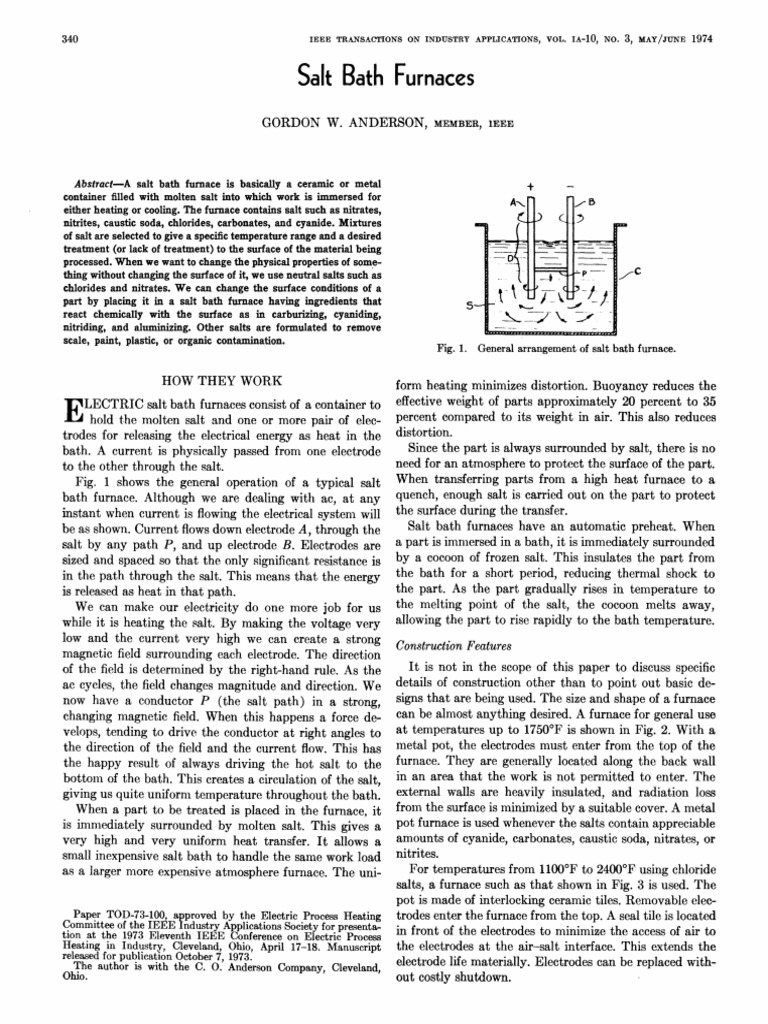 Salt Bath Furnace PDF Annealing (Metallurgy) Heat Treating