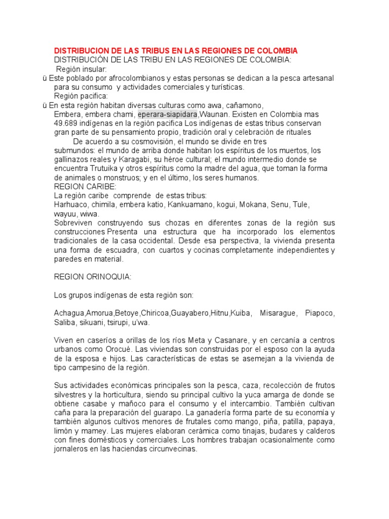 Tribus en Colombia | PDF | Pueblos Indígenas de las Américas