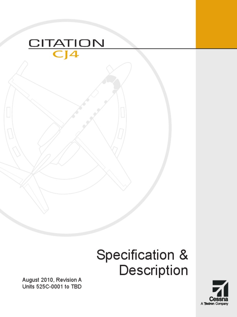 Citation CJ4 Specification & Description | PDF | Landing Gear | Aerospace