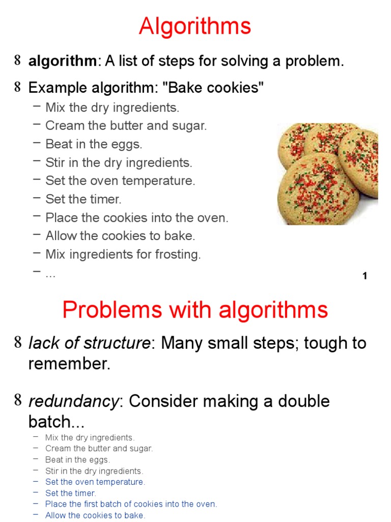 Algorithms: 8 Algorithm: A List of Steps For Solving A Problem. 8 ...