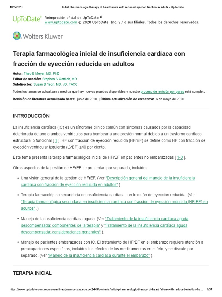 Initial Pharmacologic Therapy of Heart Failure With Reduced Ejection