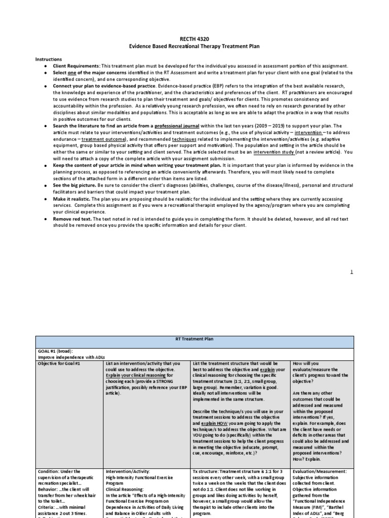 Quallsa Client RT Treatment Plan 2019 | PDF | Physical Therapy ...