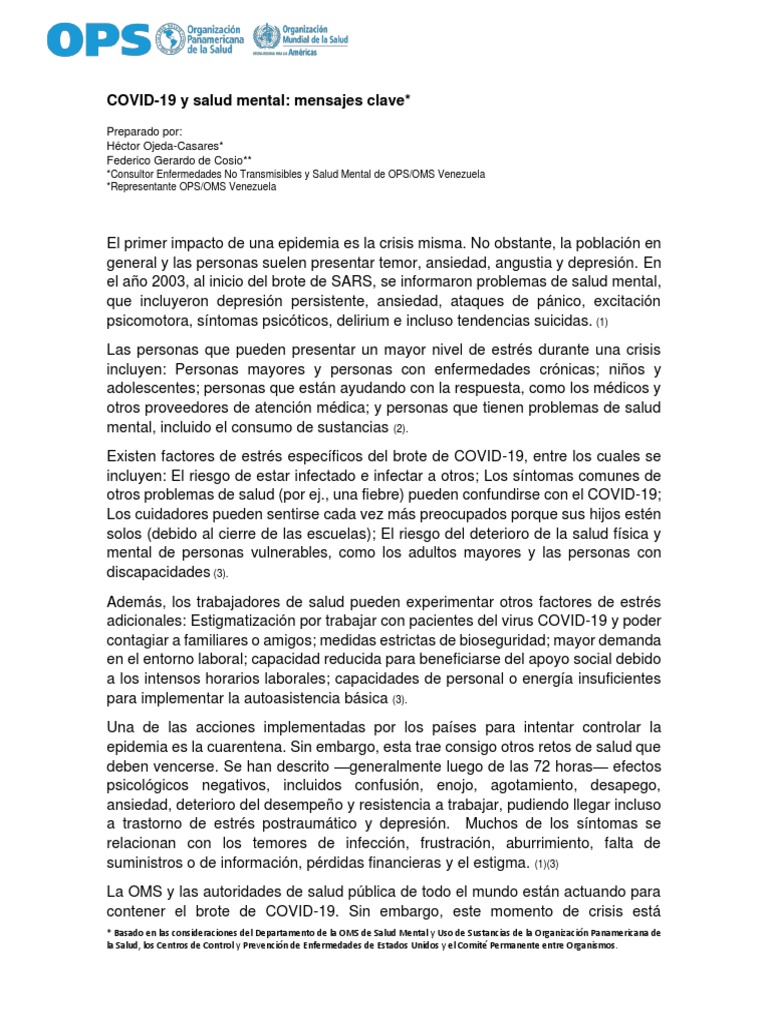 COVID-19: Impacto en la Salud Mental | PDF | Salud mental | Estrés ...