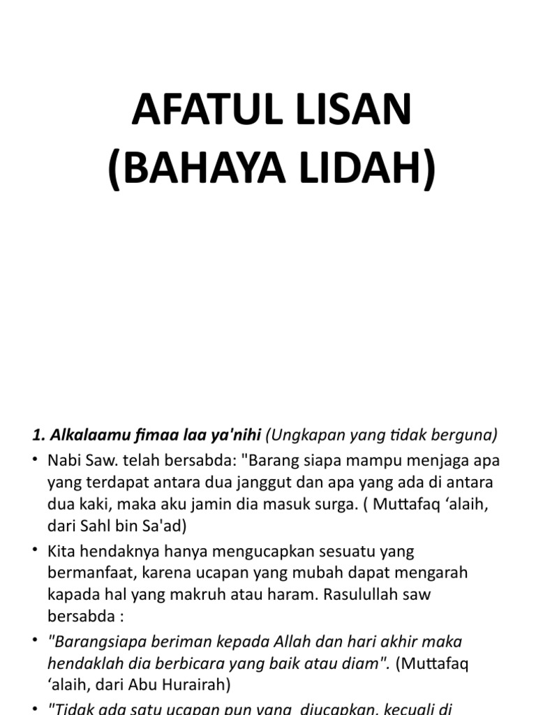 AFATUL LISAN (BAHAYA LIDAH)