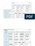Weekly A.M. Online Class Schedule: Time G5 G6 G7 G8 G9