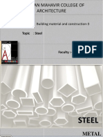Bhagwan Mahavir College of Architecture: Subject: Building Material and Construction-3 Topic: Steel